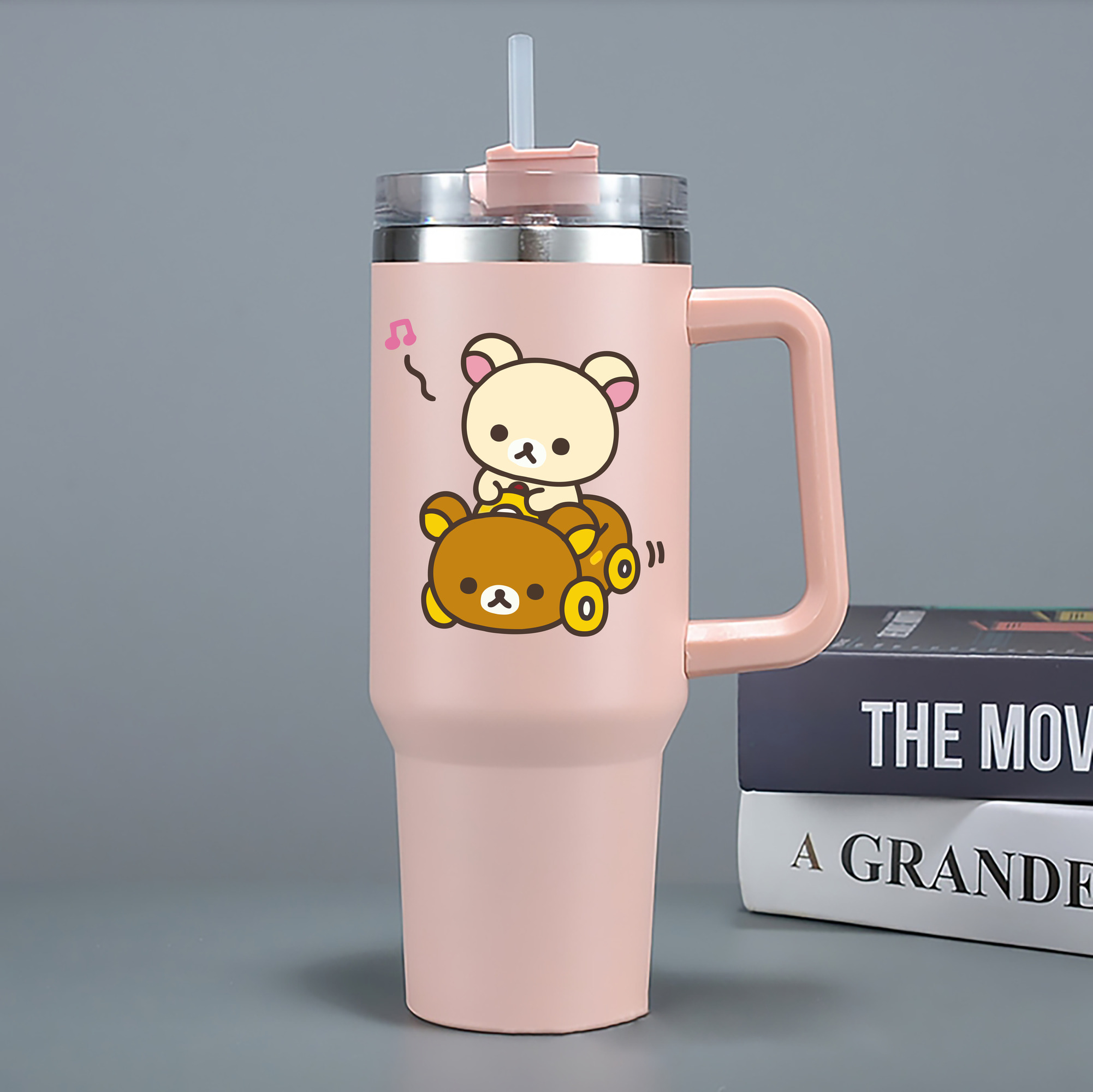 （画像用） リラックマ リラックマ キイロイトリ Rilakkuma Korilakkuma Kiiroitori 1200mL車用タンブラー - クリスタルステッカー（プラスチックストロー付き）